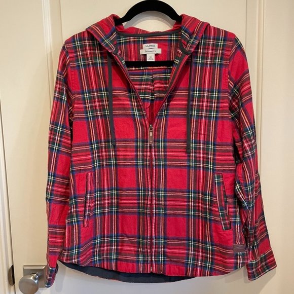 L.L.Bean Women's Scotch Plaid Flannel Shirt/Relaxed Zip Hoodie - Picture 1 of 7
